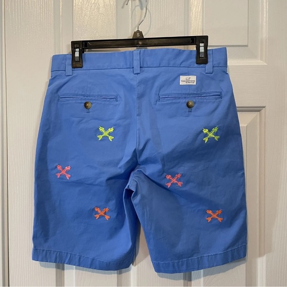 NWT Vineyard Vines Mens Blue Orange Green Crossed Fish Bone Breaker Shorts Sz 28 - Picture 3 of 10